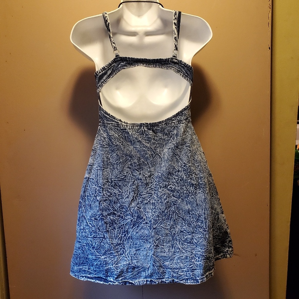 Denim Keyhole Open Back Skater Dress SZ S - Picture 4 of 5